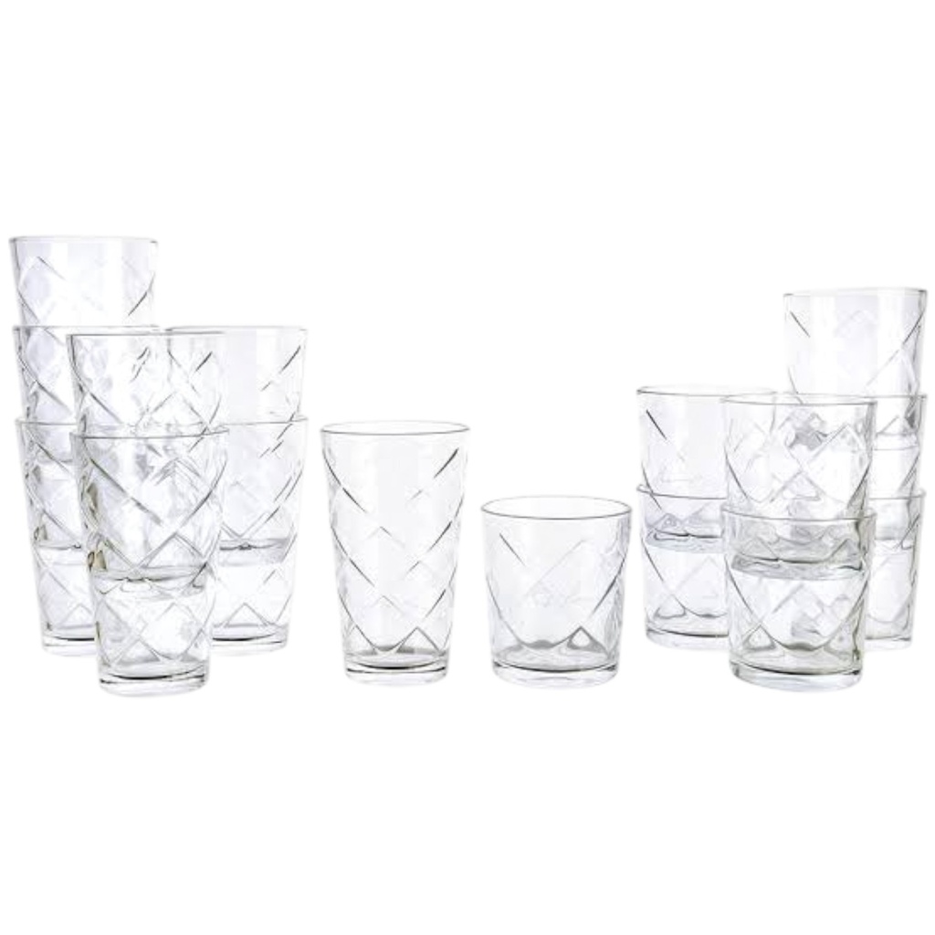 Gibson Home Lattice 16 Piece Glassware Set