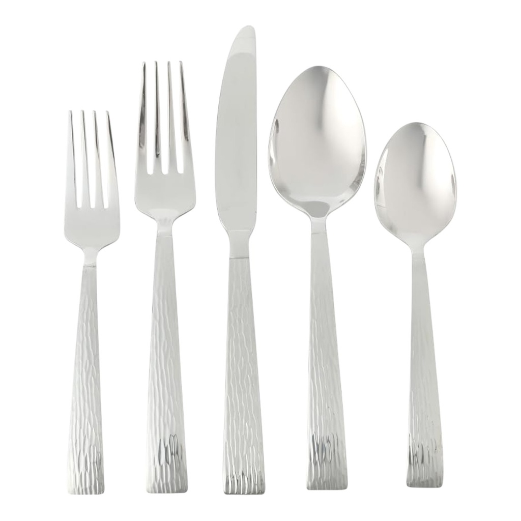 Gibson Home Cowper 20 Piece Flatware Set, Polished Hammered Stainless Steel