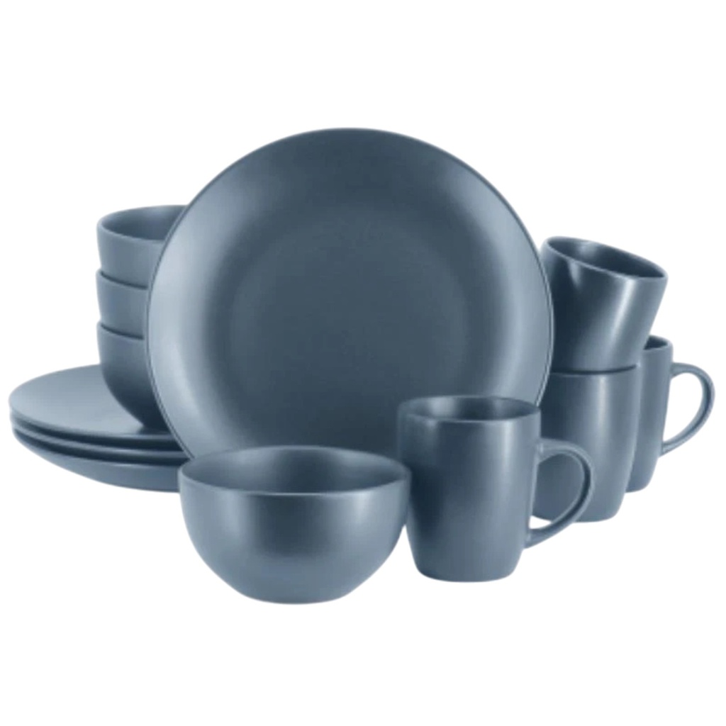 Gibson Home Everyday Plus 12 Piece Stoneware Dinnerware Set, NavyP