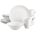 Gibson Home Wintercap 12 Piece Fine Ceramic Dinnerware Set, White