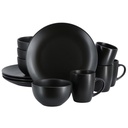 Gibson Home Everyday Plus 12 Piece Stoneware Dinnerware Set, Black