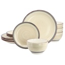 Gibson Home Holcomb 12 Piece Ceramic Dinnerware Set DuraStone Cream