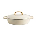 Hy-Vee Seasons Braiser with Lid Enamel Cast Iron 3.5 Qt., Linen