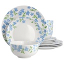 Gibson Home Garden Aisle 12 Piece Fine Ceramic Dinnerware Set, Blue