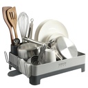 Gibson Home Nestcraft Dish Rack with Drain Board &amp; Flatware Caddy, Rust Resistant, Grey

