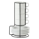 Gibson Elite Gracious Dining 9 Piece Cup &amp; Saucer Set with Metal Rack (7.0 oz. Cups)P