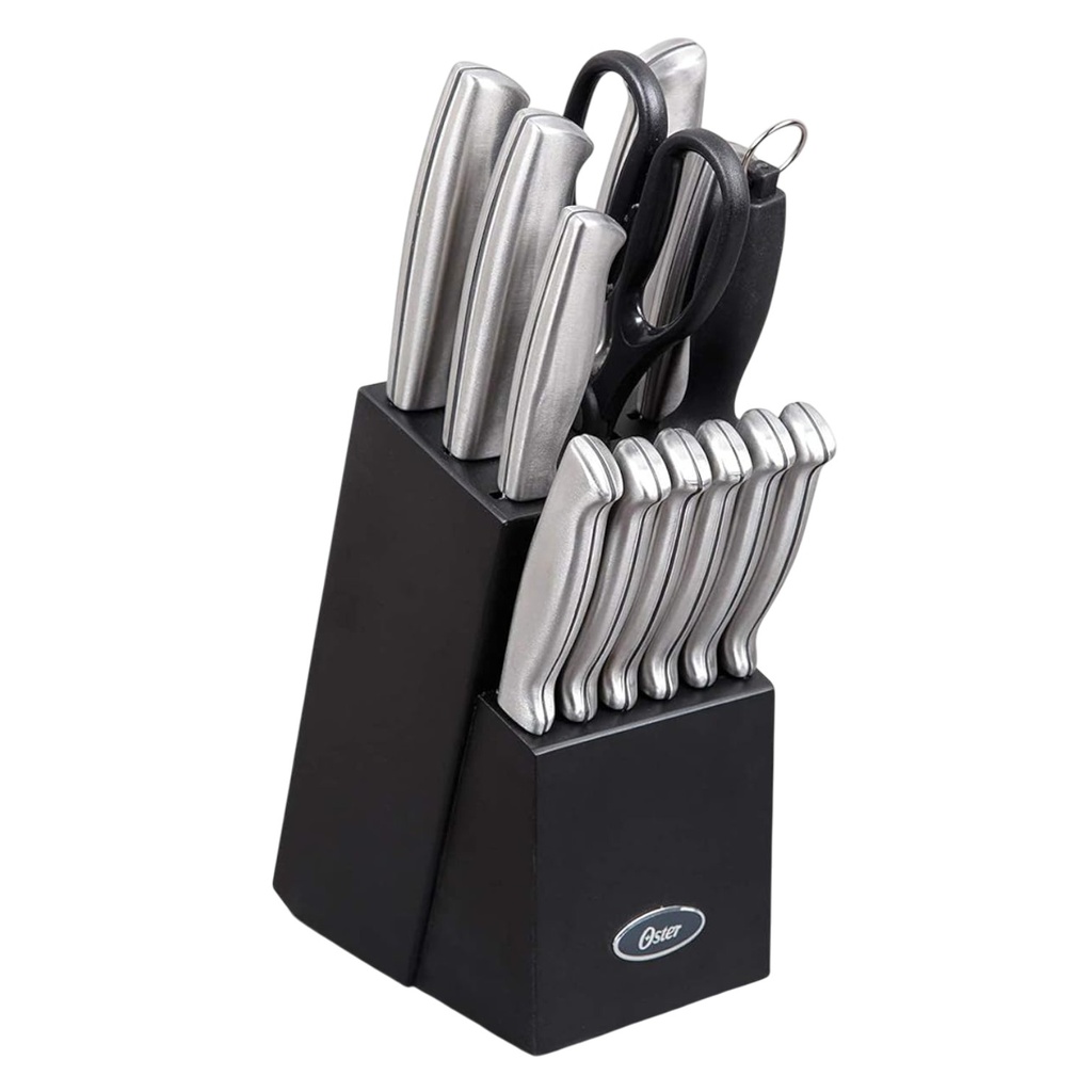Oster Silvermist 20 Piece Flatware Set with Steak Knives, Stainless Steel
