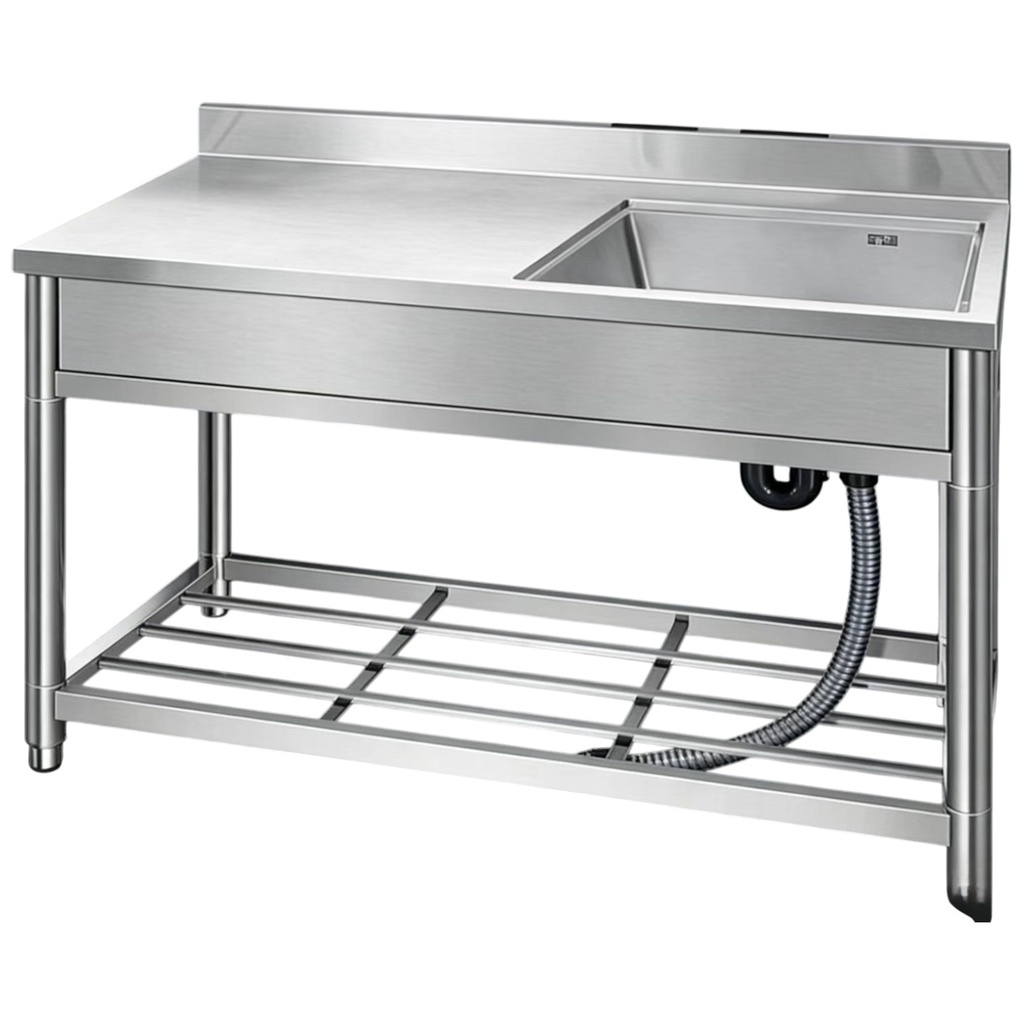 Royal Homes Freestanding Kitchen Sink with Shelf 47.2 x 19.7 x 33.5 In. 304 Brushed SS