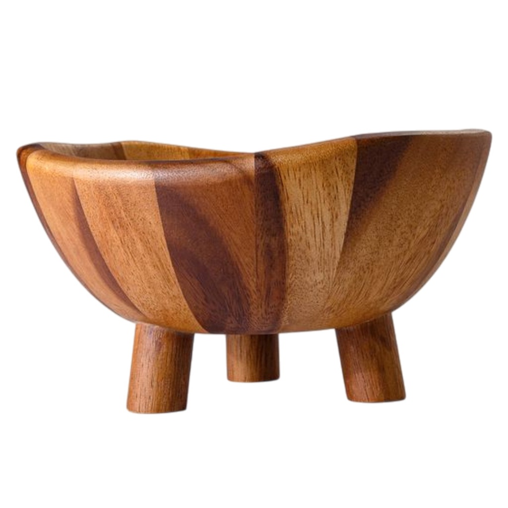 Nautica Home Acacia Wood Salad Bowl with Legs
