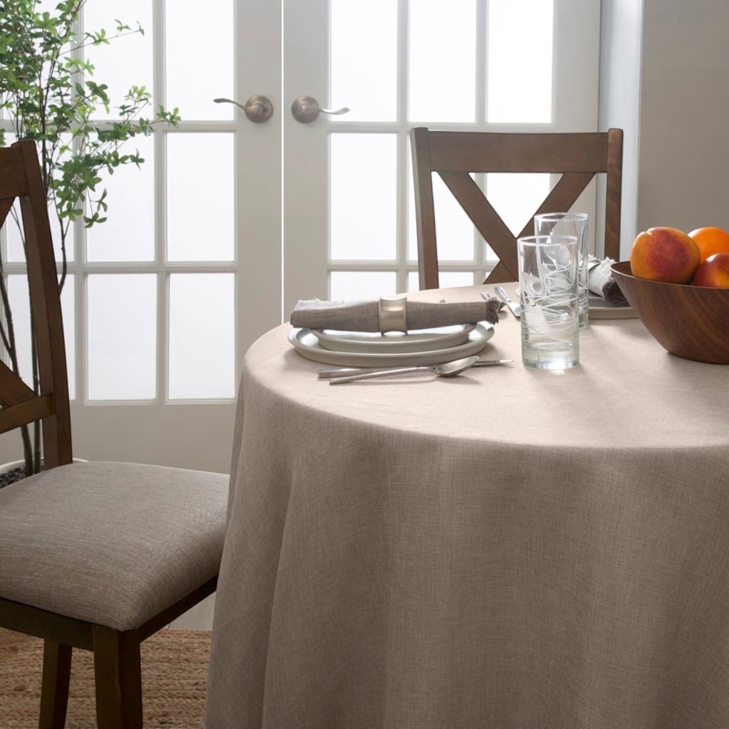 Home Details Milan Waterproof Tablecloth Round 70 In. Natural