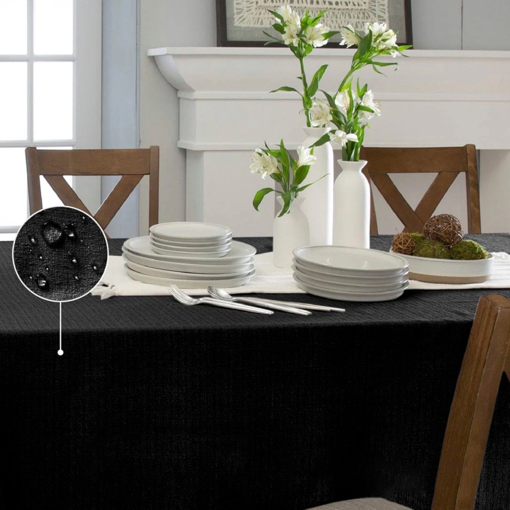 Home Details Capri Waterproof Tablecloth 70 x 108 In. Black