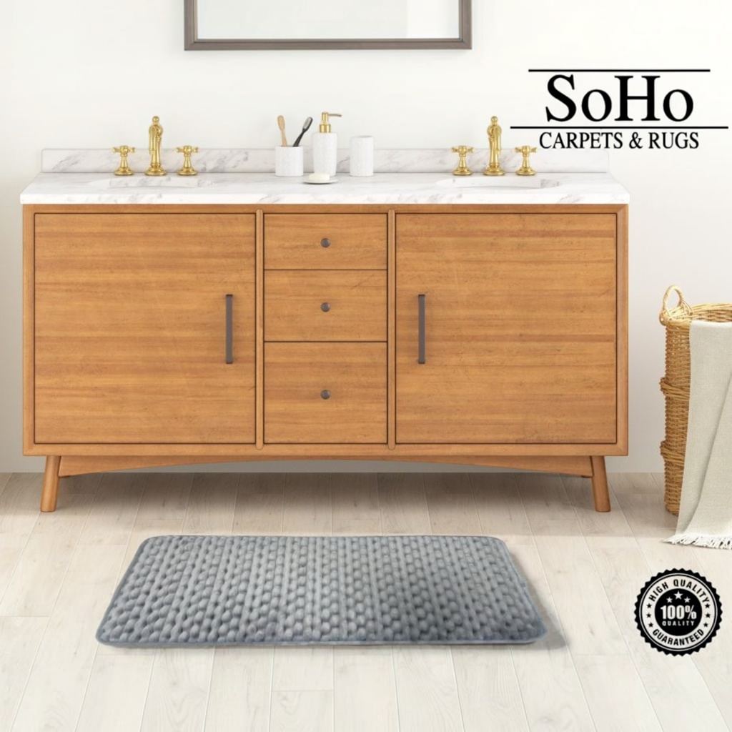 SoHo Carpets Memory Foam Bath Mat 50x80cm Silver