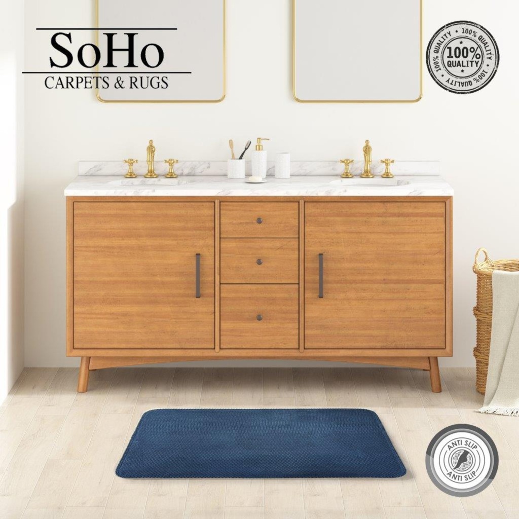 SoHo Carpets Memory Foam Bath Mat 50x80cm Blue