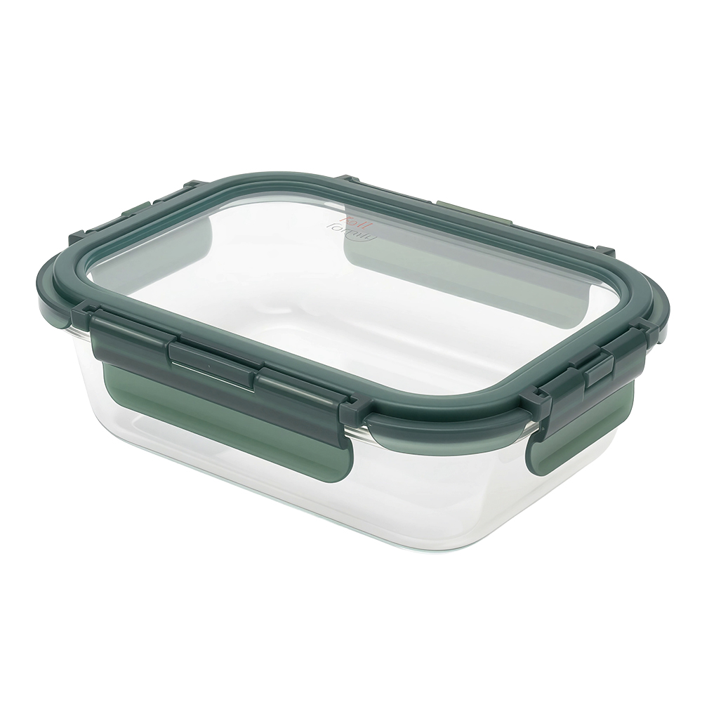 Windrose Glass Food Container Rect. 600ml, Green
