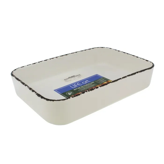 Life Art Porcelain Bakeware Rect. Cream/ Black