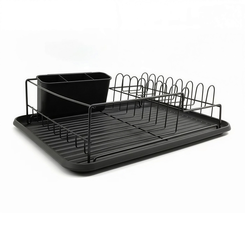 Life Art Dish Rack with Tray, Black