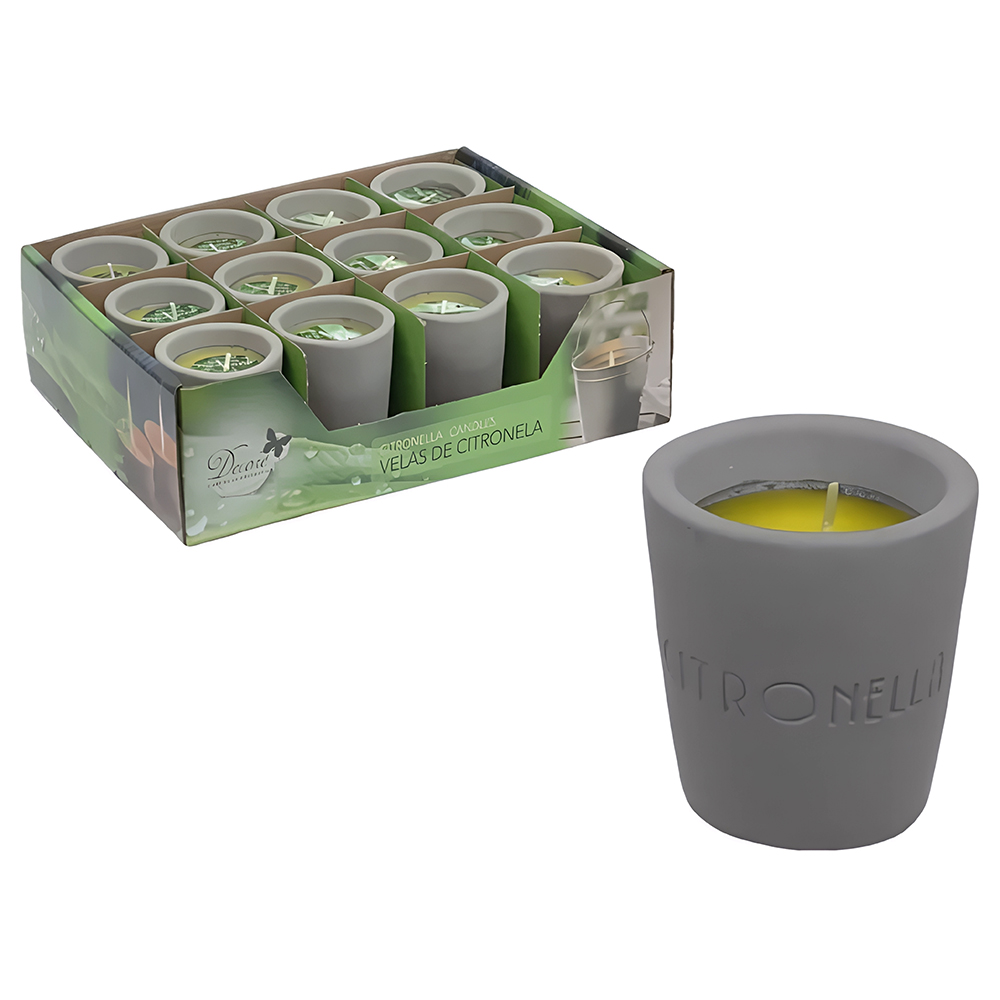 Decore Citronella Candle in Cement Pot