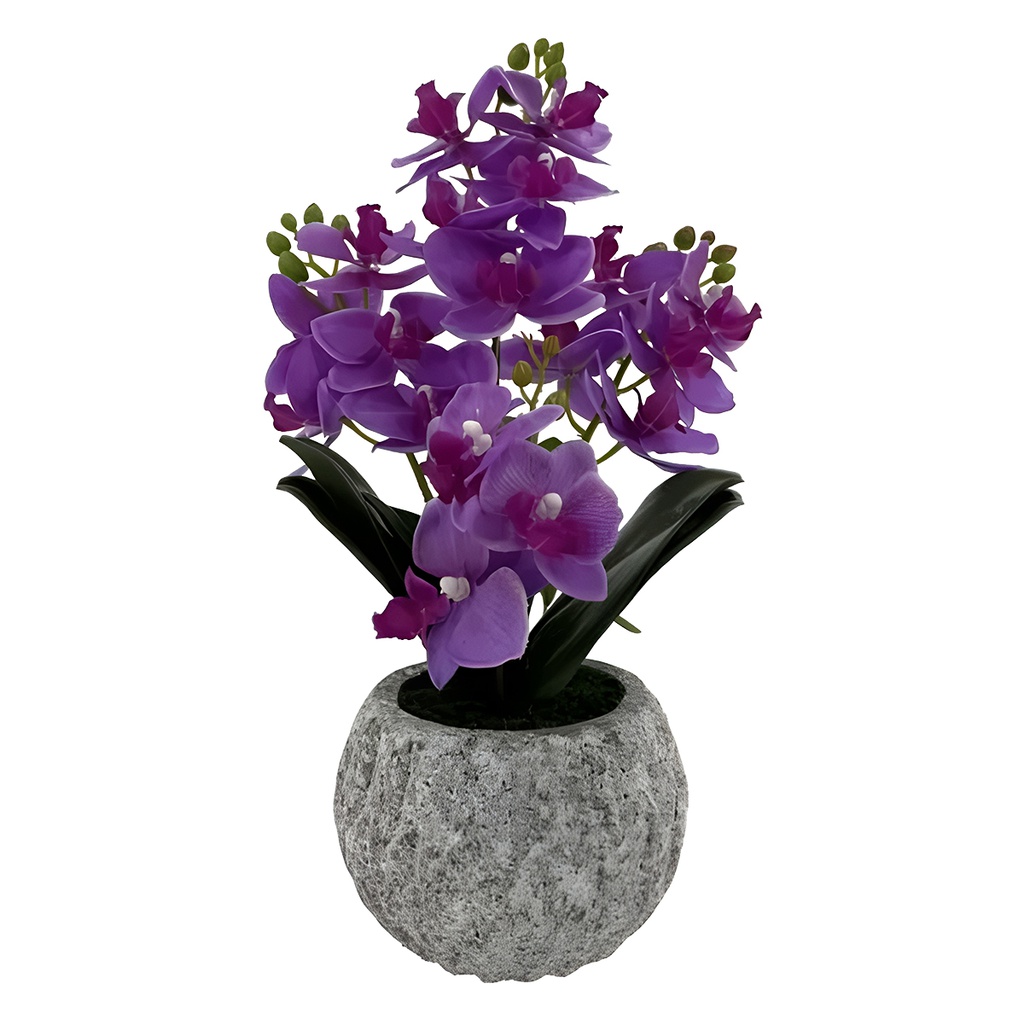 Decore Artificial Orchid in Cement Pot 40cm Pink