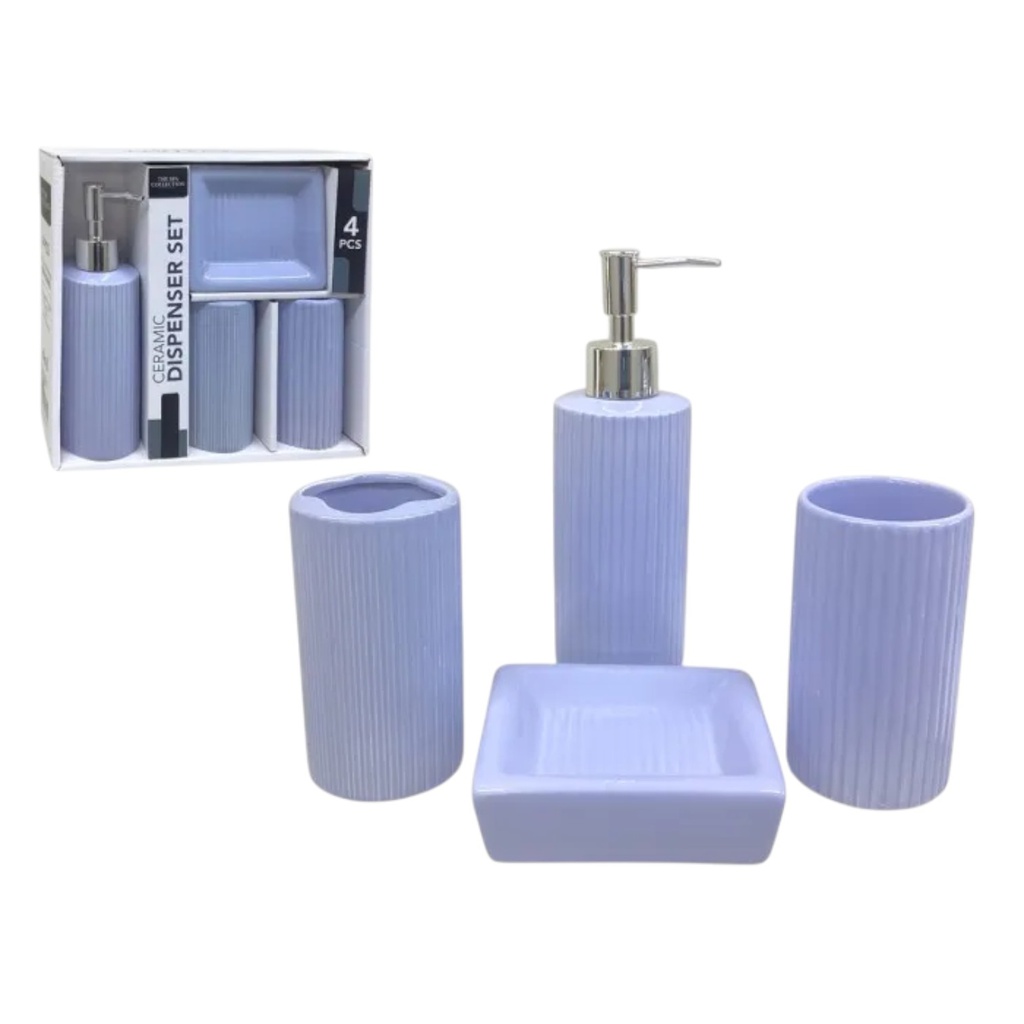 Spa Collection 4pc Ceramic Bath Accessory Set, Light Blue