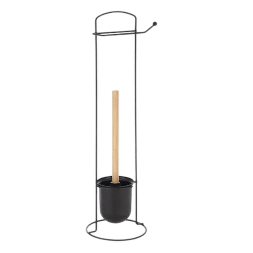Spa Collection Toilet Brush with Toilet Paper Holder, Black