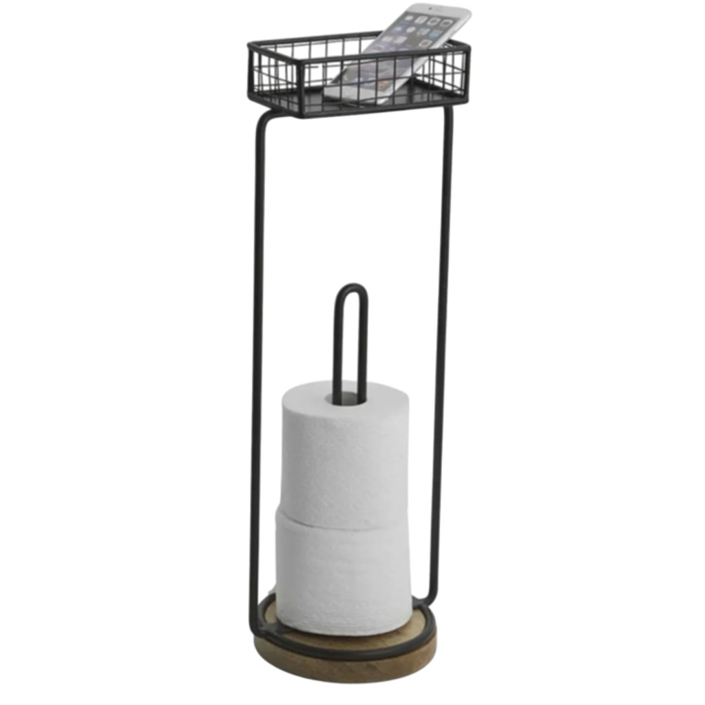 Spa Collection Toilet Paper &amp; Phone Holder, Black