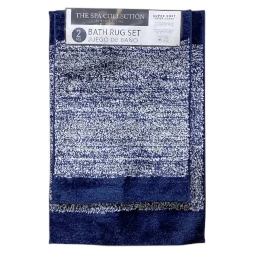 Spa Collection Gemini 2pc Microfiber Bath Mat Set, Navy