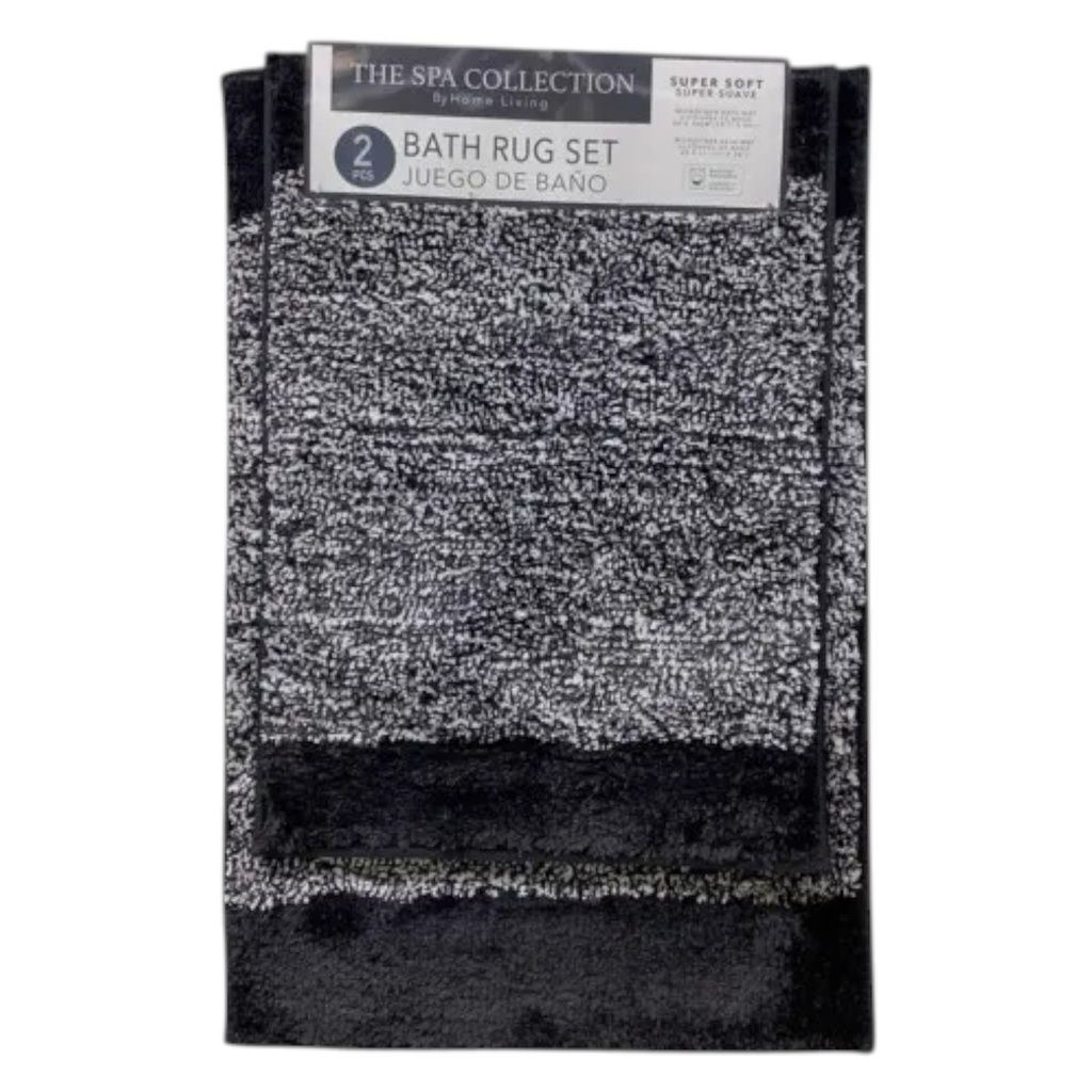 Spa Collection Gemini 2pc Microfiber Bath Mat Set, Charcoal