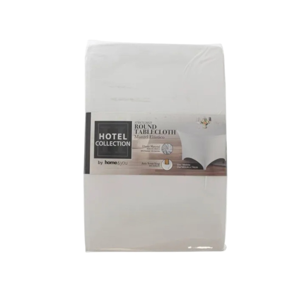 Hotel Collection Round Table Cover 6 Ft., White
