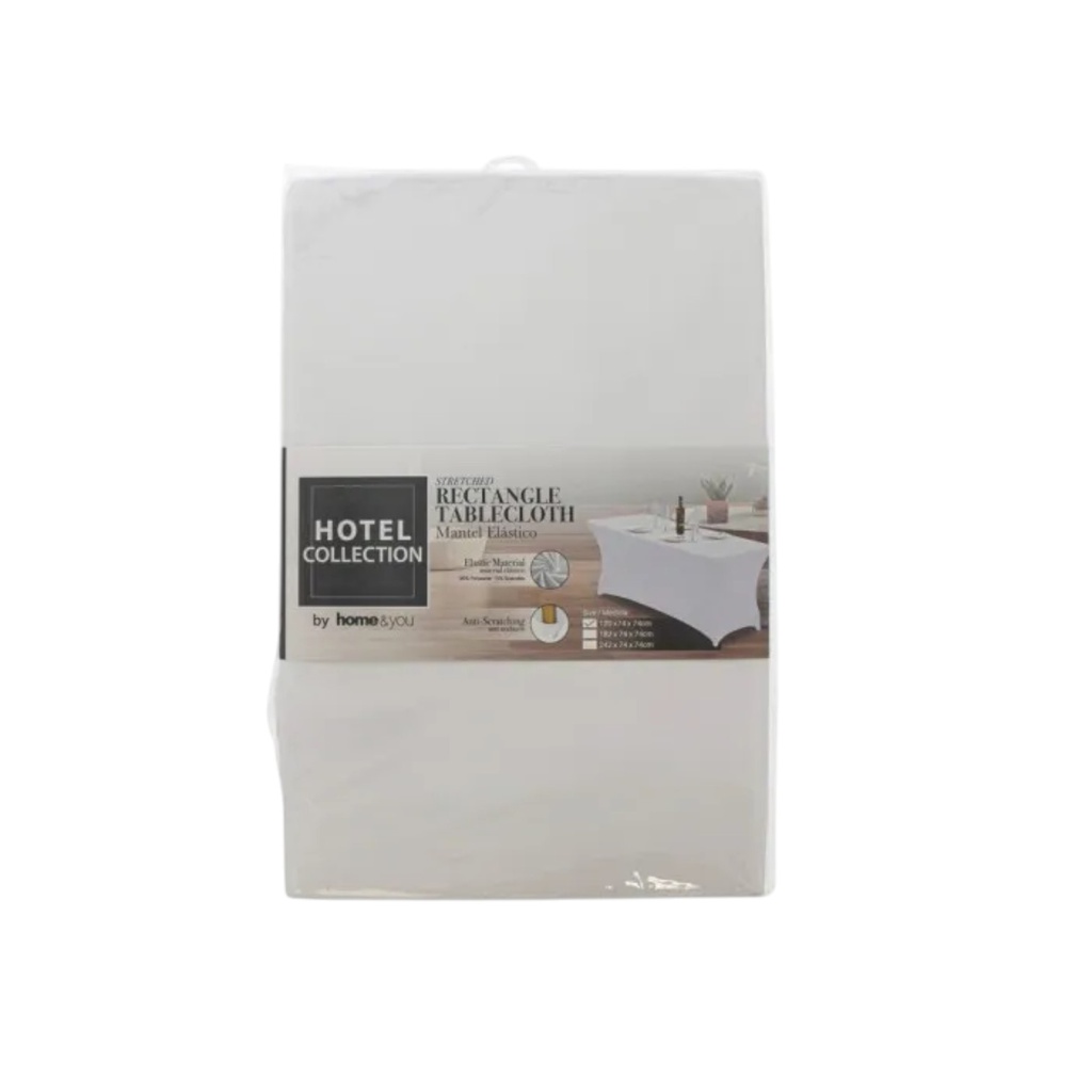 Hotel Collection Rect Table Cover 4 Ft., White
