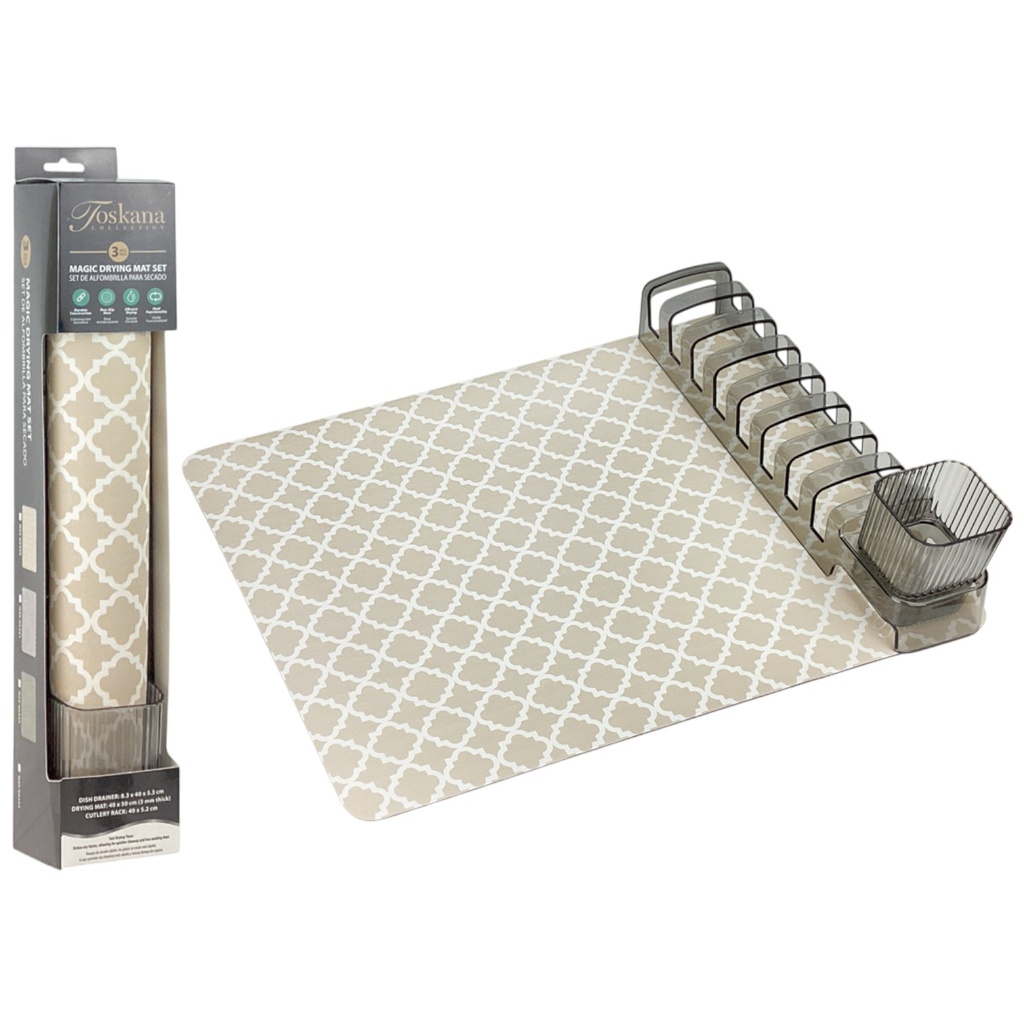 Toskana Collection Magic Drying Mats - 3pc Set, Beige