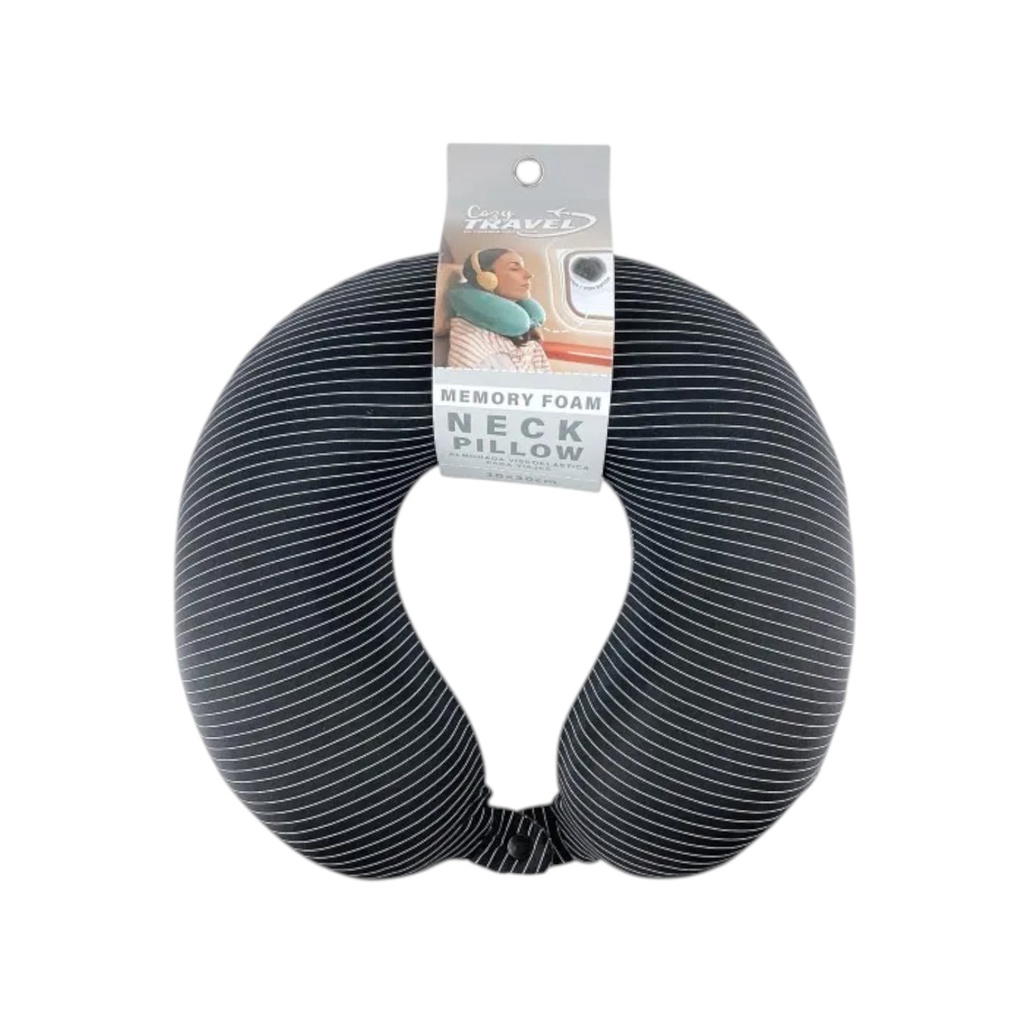 Toskana Collection Memory Foam Neck Pillow, Black/ Dark Grey