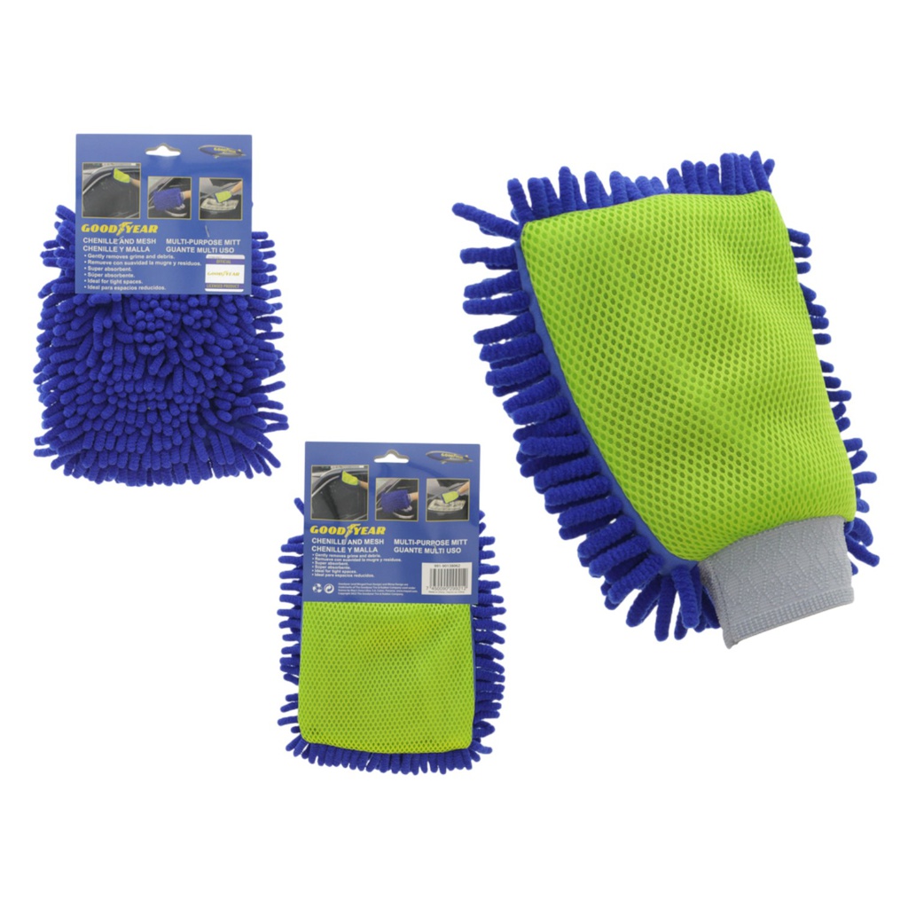 Goodyear Chenille Mesh Multi-Purpose Car Washing Mitt Blue/ Green