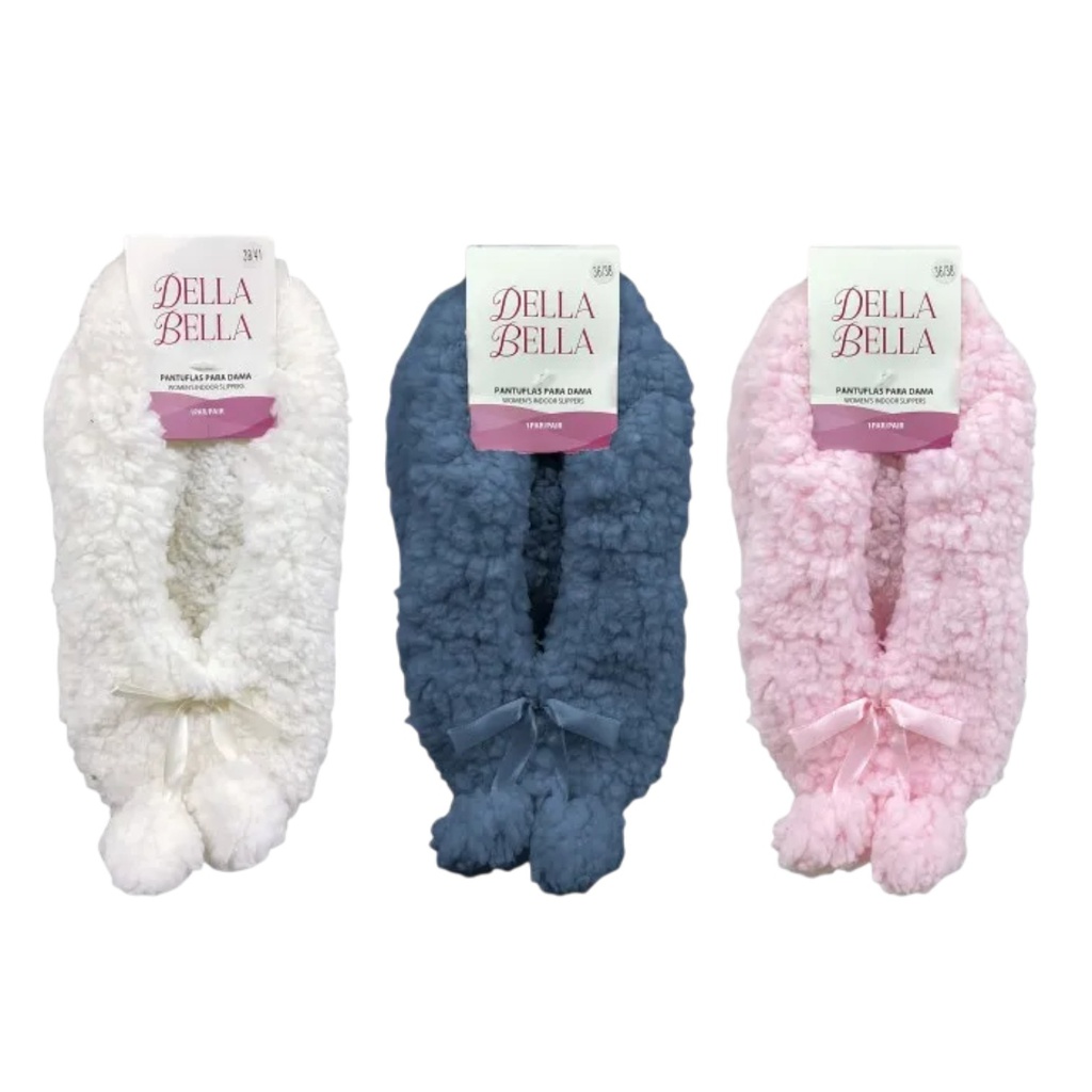 Della Bella Women's Indoor Slippers, Pink/ Blue/ Beige