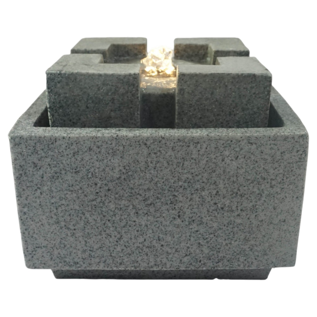 Decore Polyresin Fountain with LED Light, Grey