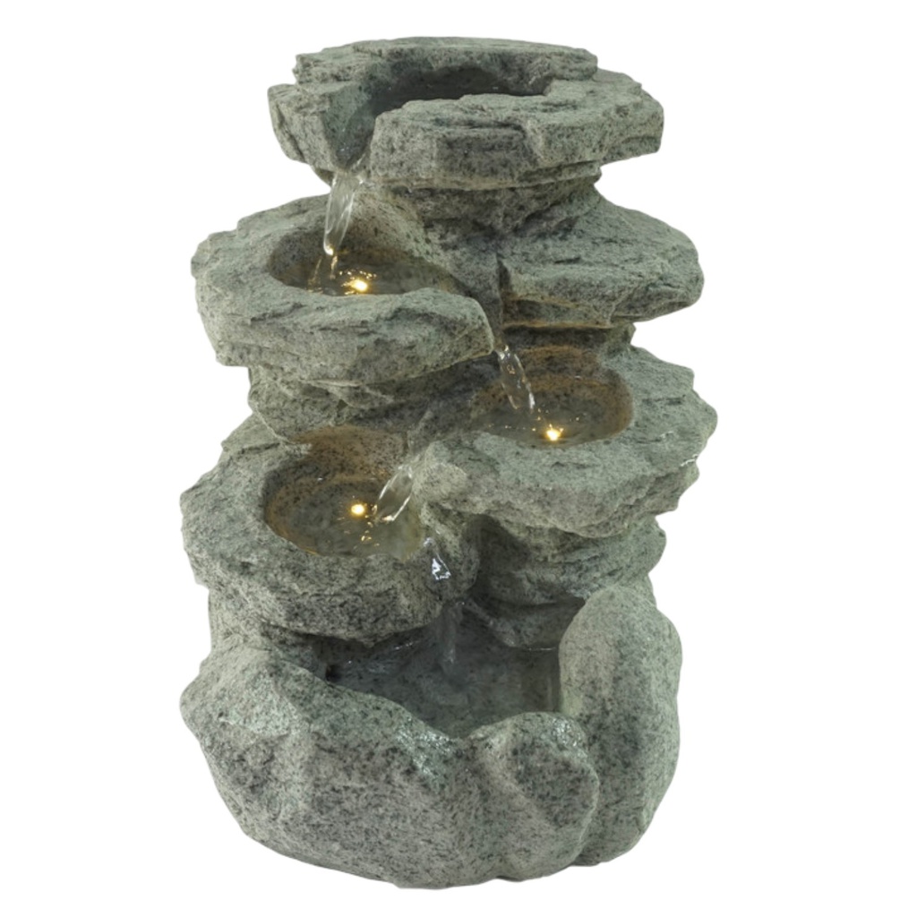 Decore Polyresin Fountain with LED Light, Grey