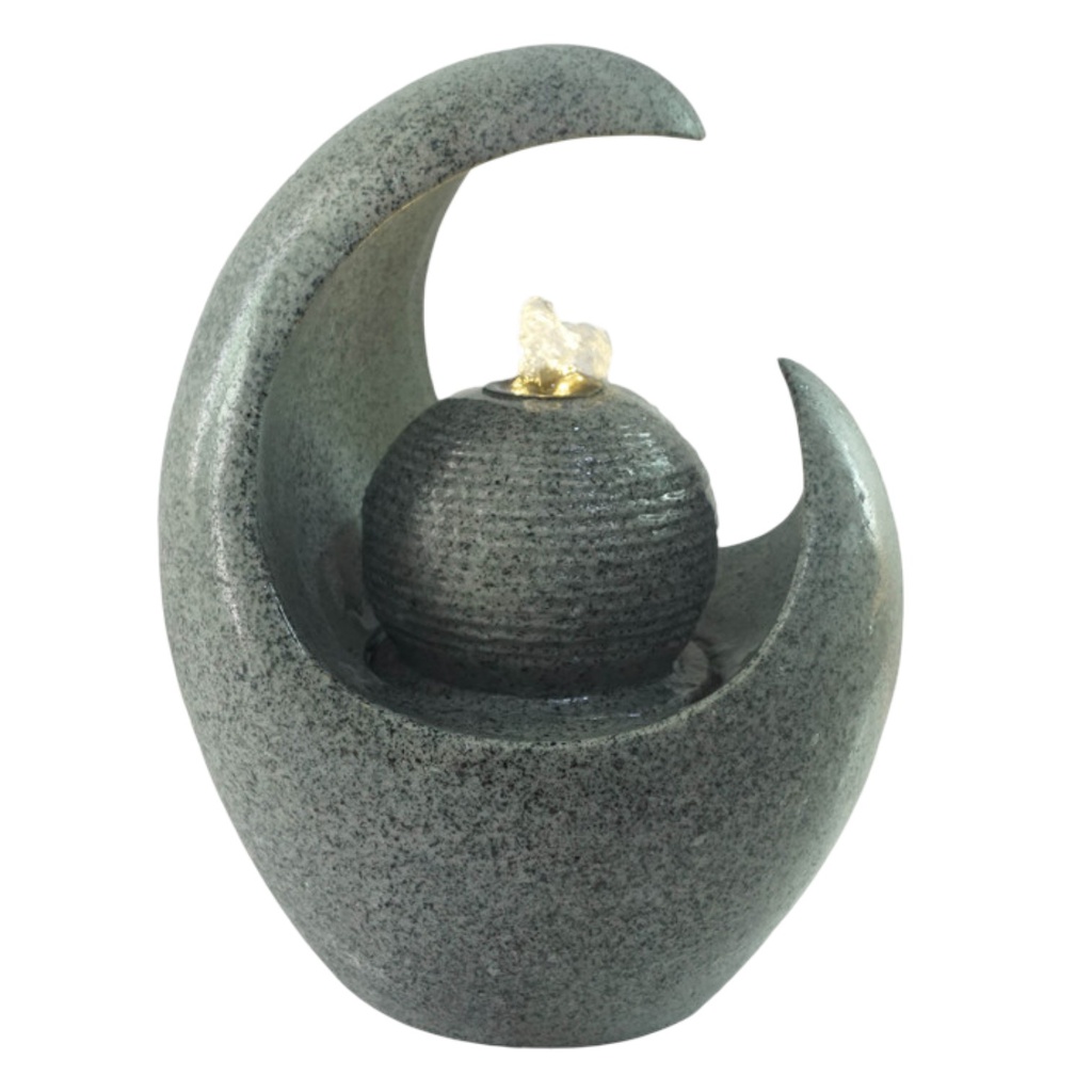 Decore Polyresin Fountain with LED Light, Grey