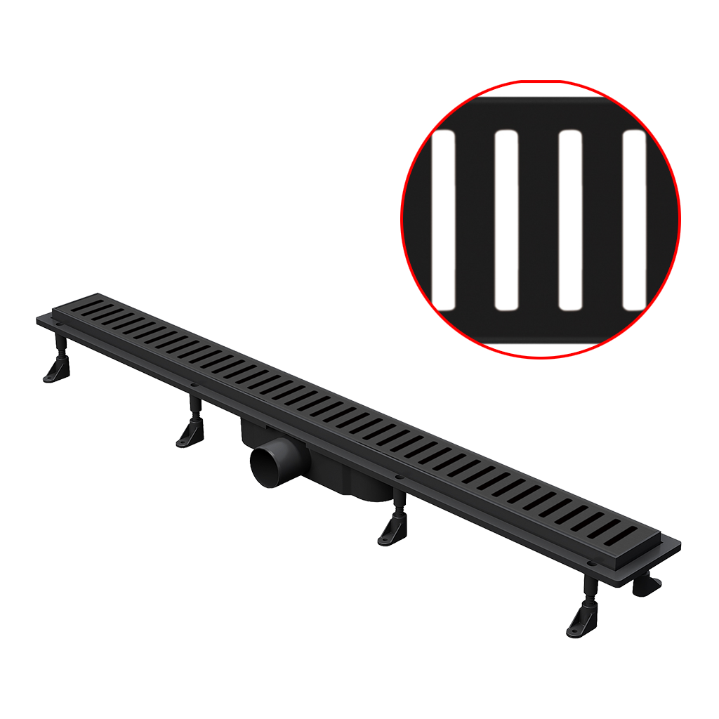 Bahit Shower Drain Grid (SS 304-ABS) 80x6x1.5cm Black