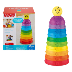 [821-W4472ABC] Mattel Fisher-Price Stack and Roll Cups, 6 Months Plus