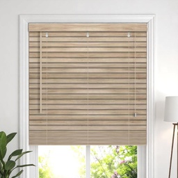 [KC202052335NA] Kenneth Cole Paulownia Wood Venetian Blinds 78&quot;x90.5&quot; (198x230Cm), Nature Brown
