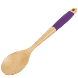 [21998] Chef Craft Wooden Spoon with Silicone Grip Handle, Purple