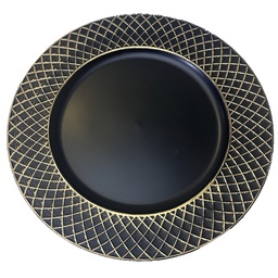 [2356-BG] SoHo Charger Plate, Black / Gold