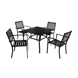 [TJF-P028] Outdoor Expressions 5-Piece Slat Dining Set, Black
