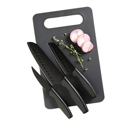 [92287.04] Oster Slice Craft 3pc Knife &amp; Cutting Board Set Nonstick, Grey