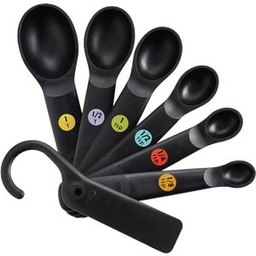 [11110801 / 11110801V1] OXO Good Grips Plastic Measuring Spoons, Black (7-Piece)