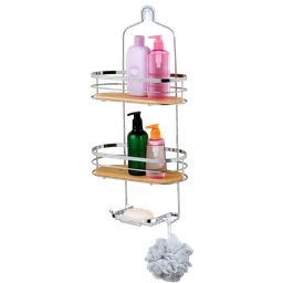 [734-L0970-CH / 734-1416026B RHSC31679] Royal Homes Shower Caddy Bamboo, Chrome