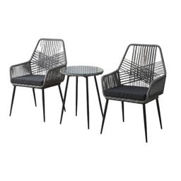 [854-RX1009GN] Ideal Furniture Rattan Patio Set, Grey / Black