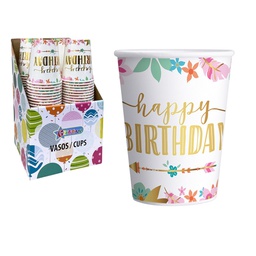[819-02293] Glitter 10pc Paper Cups with Gold Foil 9oz. 
