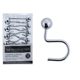 [711-1431421] Spa Collection Metal Shower Curtain Hooks, Chrome