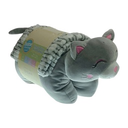 [730-1446860] Home Living Micromink Animal Pillow with Blanket, Grey