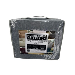 [720-1446888] Monica Home Collection 3pc Printed Sofa Cover with Ruffle Set